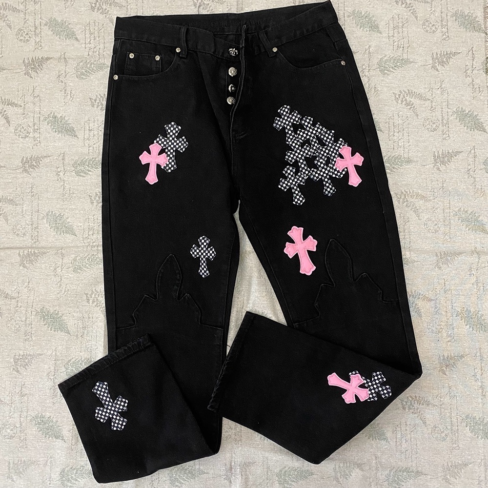 Chrome Hearts Patch Cross Washed Black Jeans Mens Size 32